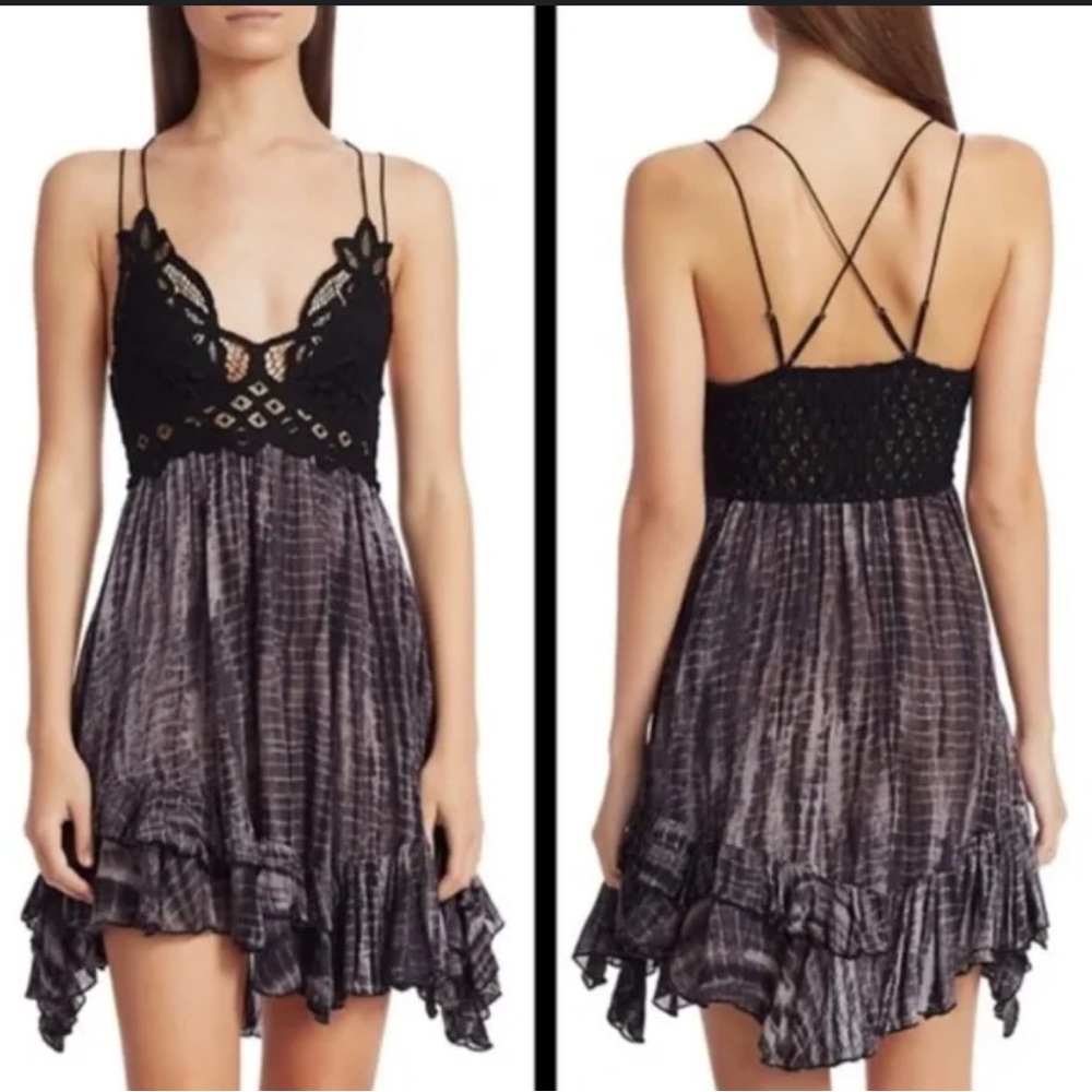 FREE PEOPLE Black Tie Dye Dress